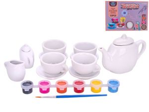 Kreativní sada malování na čajový servis 13ks se štětcem a barvičkami v krabičce