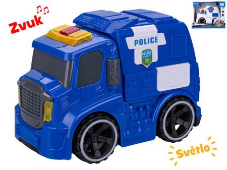 Auto záchranářské 19cm setrvačník na baterie se světlem a zvukem 2druhy v krabičce