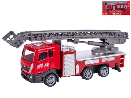 Vozidlo hasičské 12cm kov zpětný chod 2druhy v krabičce