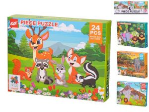 Puzzle dětské 25x17,5cm zvířátka 24dílků v krabičce 4druhy
