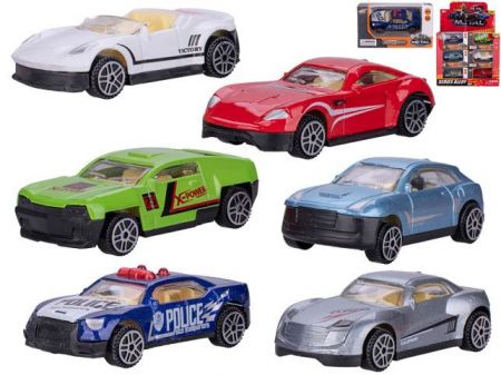 Auto sportovní 7cm kov volný chod 6druhů v krabičce