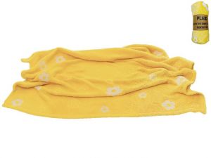 Deka 100x150cm žlutá s květinami svítící ve tmě v sáčku