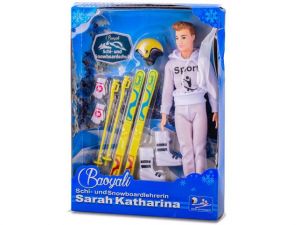 Panáček lyžař 29cm s doplňky 2barvy v krabičce