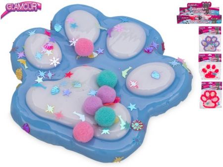 Glamour mega kočičí tlapka strečová 12,5cm s flitry 4barvy v sáčku