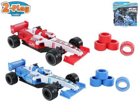 2-Play Traffic formule 17cm kov  zpětný chod s náhradními pneumatikami 2barvy na kartě