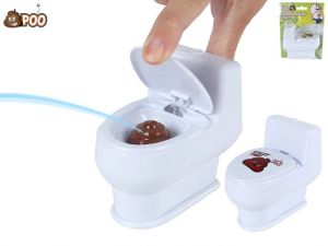 POO toaleta stříkající vodu 10cm na kartě