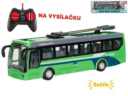R/C trolejbus 21cm na baterie 27MHz plná funkce na baterie se světlem v krabičce