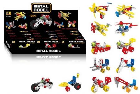 Stavebnice dopravní prostředek kov/plast v krabičce 11x6cm mix druhů