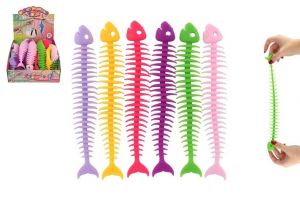 Hračka antistresová rybí kostra natahovací silikon 25cm 5 druhů