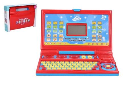 Laptop/Notebook dětský mluvící česky plast 24x19,5cm na baterie se zvukem v krabici 29x21x