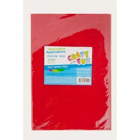 Filc 2mm 20x30mm 5 ks červený