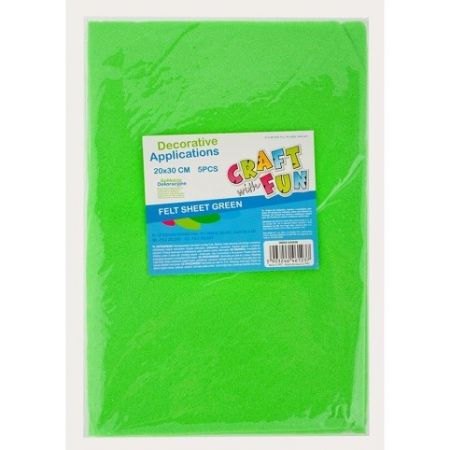 Filc 2mm 20x30mm 5 ks světle zelený