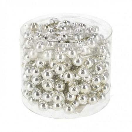 Vánoční řetěz perličky stříbrné 8 mm × 270 cm