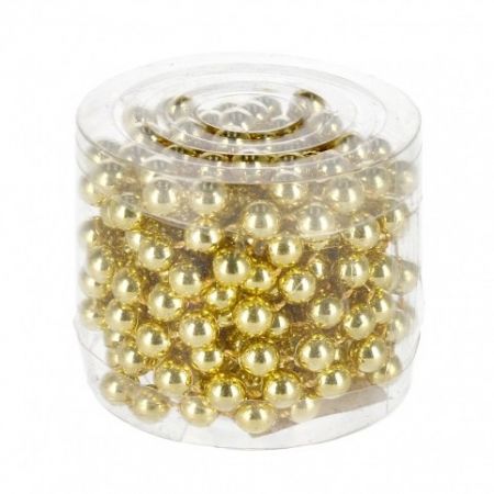 Vánoční řetěz perličky zlaté 8 mm × 270 cm