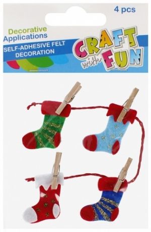 Filcová vánoční ozdoba Ponožka (4 ks)