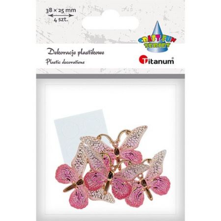 Dekorace, plastová, samolepicí, MOTÝLCI - RŮŽOVÍ