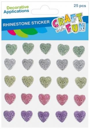 DEKORATIVNÍ OZDOBA SAMOLEPÍCÍ KRYSTALY SRDCE 25 KS