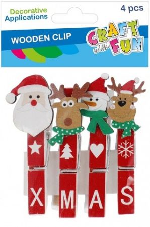 Ozdoba Vánoční kolíčky mix 4Szt/7Cm