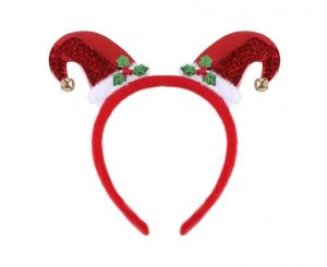 Ozdoba Vánoční na hlavu čelenka čepice Mikuláš s zvoneček