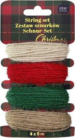 Provázek sada 4 x 5 m INTERDRUK CHRISTMAS mix barev