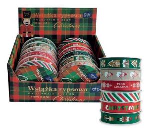 Dekorační stuha Vánoční rypsová 15MM/3M mix