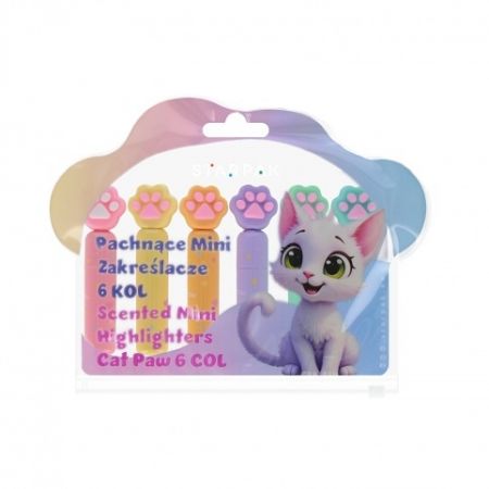 Zvýrazňovač mini 6 barev tlapky pastel