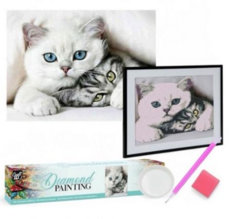Malování pomocí kamímků Diamond Kočka 30x40 cm