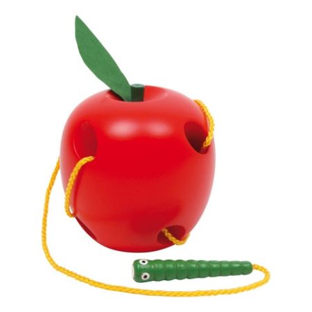 Small foot Dřevěná hra na provlékání jablko