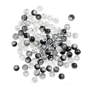  Korálky skleněné 100ks 8mm černobílé<br />