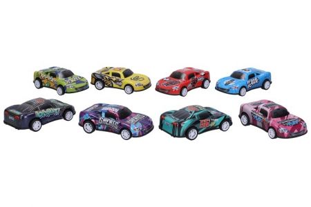 Auto závodní kovové na zpětné natažení 10 cm