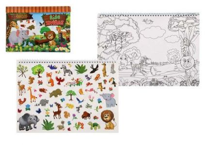 Blok Říše zvířat se samolepkami CZ verze 35x25cm