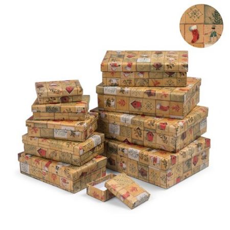 ARGUS Dárková krabice vánoční natur kraft 20,7x12,7x5,7cm 25371185