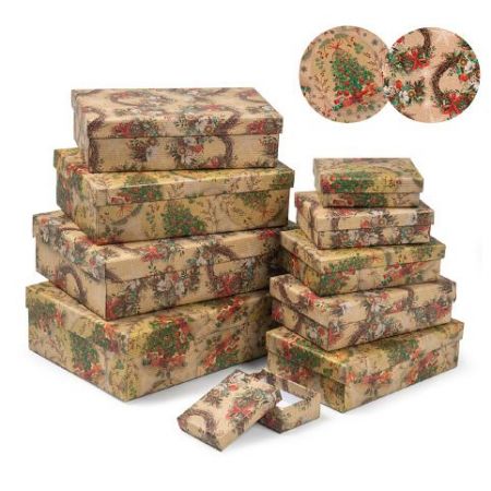 ARGUS Dárková krabice vánoční natur kraft 22,4x14,4x6,3cm 25381184