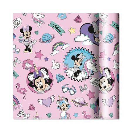 ALBI Dárkový papír - role 2 m × 70 cm - Disney Minnie s doplňky na růžové