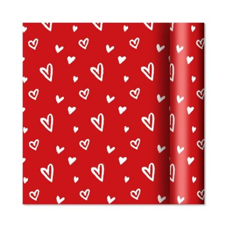 ALBI Dárkový papír - role 2 m × 70 cm - Srdíčka na červené