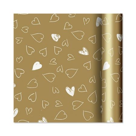 ALBI Dárkový papír - role 2 m × 70 cm - Srdíčka na zlaté