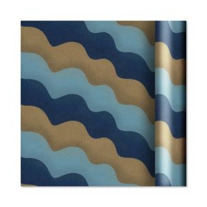 ALBI Dárkový papír Kraft - role 2 m × 70 cm - Modré vlnovky