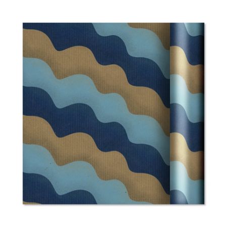 ALBI Dárkový papír Kraft - role 2 m × 70 cm - Modré vlnovky