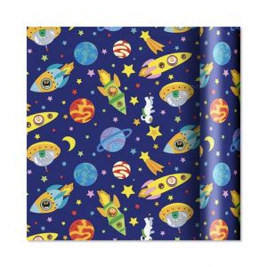 ALBI Dárkový papír - role 2 m × 70 cm - Rakety a kosmonauti