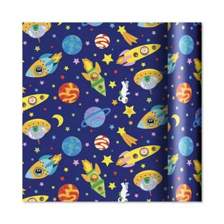 ALBI Dárkový papír - role 2 m × 70 cm - Rakety a kosmonauti