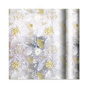 ALBI Dárkový papír Folie - role 2 m × 70 cm - Květy na louce na stříbrné