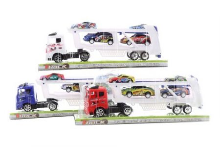 Kamion 3 barvy se závodními auty