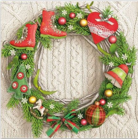 Ubrousky vánoční Daisy Classic Garland on Wool Pattern