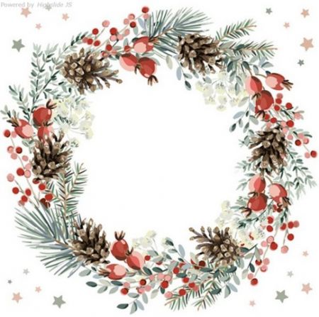 Ubrousky Daisy vánoční Watercolour Wreath on White