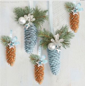 Ubrousky Daisy vánoční Natural and Blue Spruce Cones