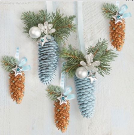 Ubrousky Daisy vánoční Natural and Blue Spruce Cones 