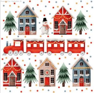 Ubrousky Daisy vánoční Christmas Houses and Train