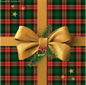 Ubrousky Daisy vánoční Gold Bow on Christmas Check