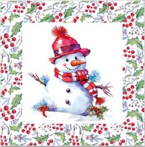 Ubrousky Daisy vánoční Happy Snowmen in Hollyberry Frame