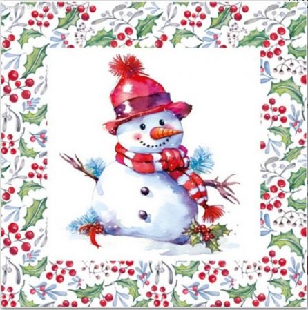 Ubrousky Daisy vánoční Happy Snowmen in Hollyberry Frame